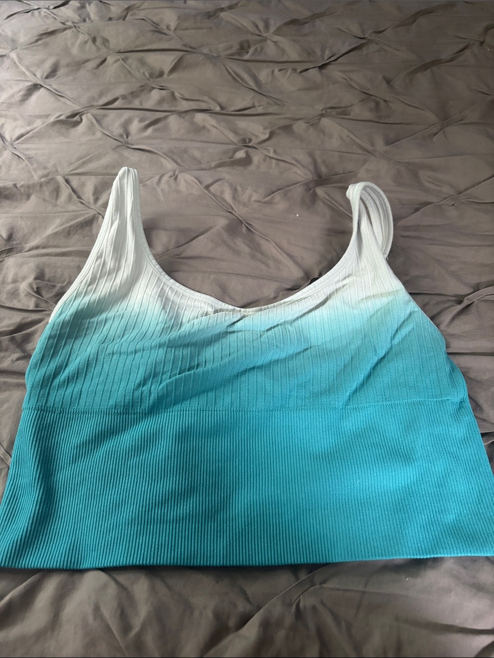PINK Victoria's Secret Ombre Ribbed Crop Tank in Aqua and White